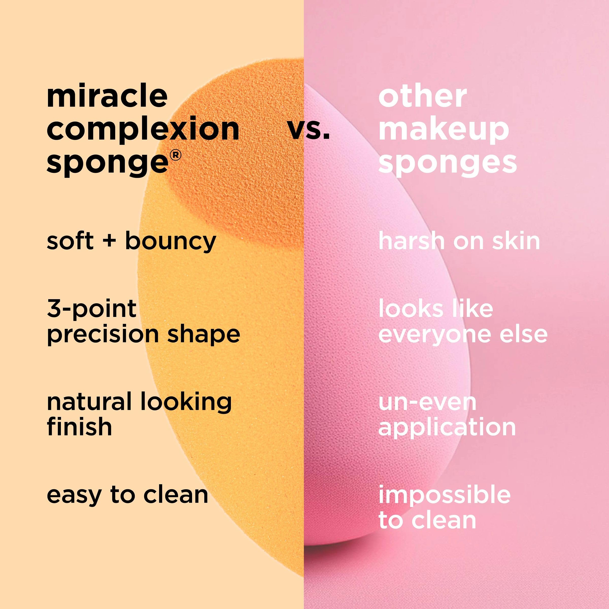 Real Techniques 6 Pack Assorted Makeup Blending Sponges, 3 Miracle Makeup Sponges, For Blending, Baking, And Setting, Use With Foundation & Powder, Dewy or Matte Finish, Cruelty-Free