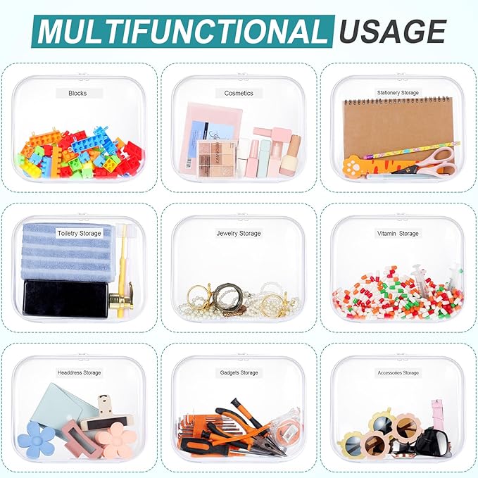 Sanwuta 10 Pcs Hard Zipper Case Clear Hard Pouches Plastic Zipper Pencil Portable Box Toy Storage Bins Plastic Container for Travel Toiletry Office Cosmetic Block Puzzle Organizer (M,Clear)
