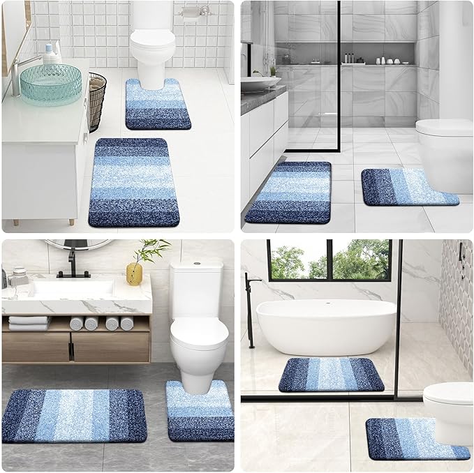 OLANLY Microfiber Bathroom Rugs Sets 3 Piece, 30"x20"+24"x16"+24"x20"