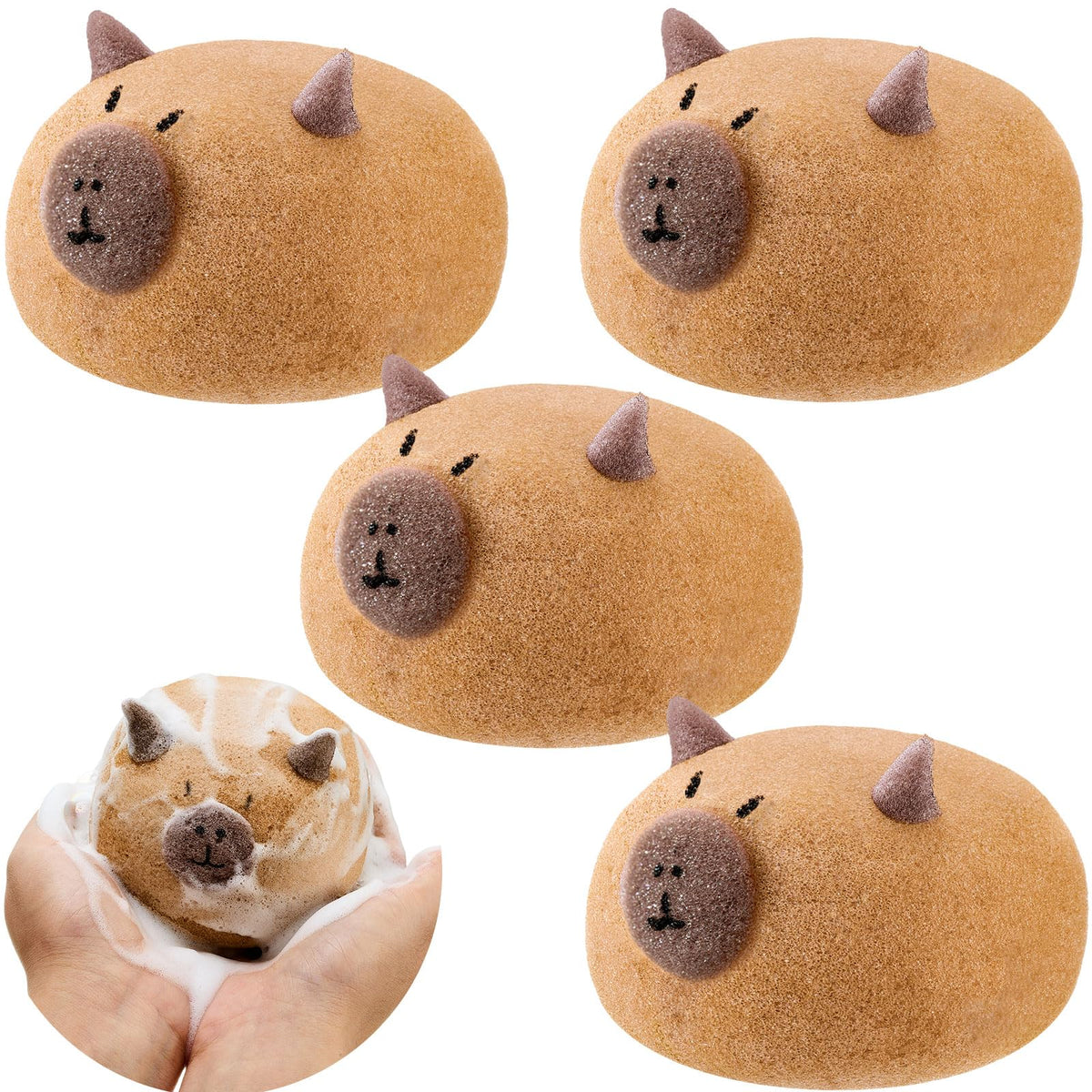 Reallnaive 4 Pcs Ice Cream Bath Loofah Cartoon Birthday Loofah Sponges