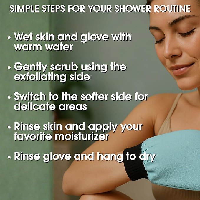 Exfoliating Glove for Shower – Dual-Sided Scrubber Mitt – Deep Exfoliation Washcloth Mittens – Dead Skin & Tan Remover for Body – Body & Face Exfoliator Loofah Wash Cloths for Showering (5-Pack)