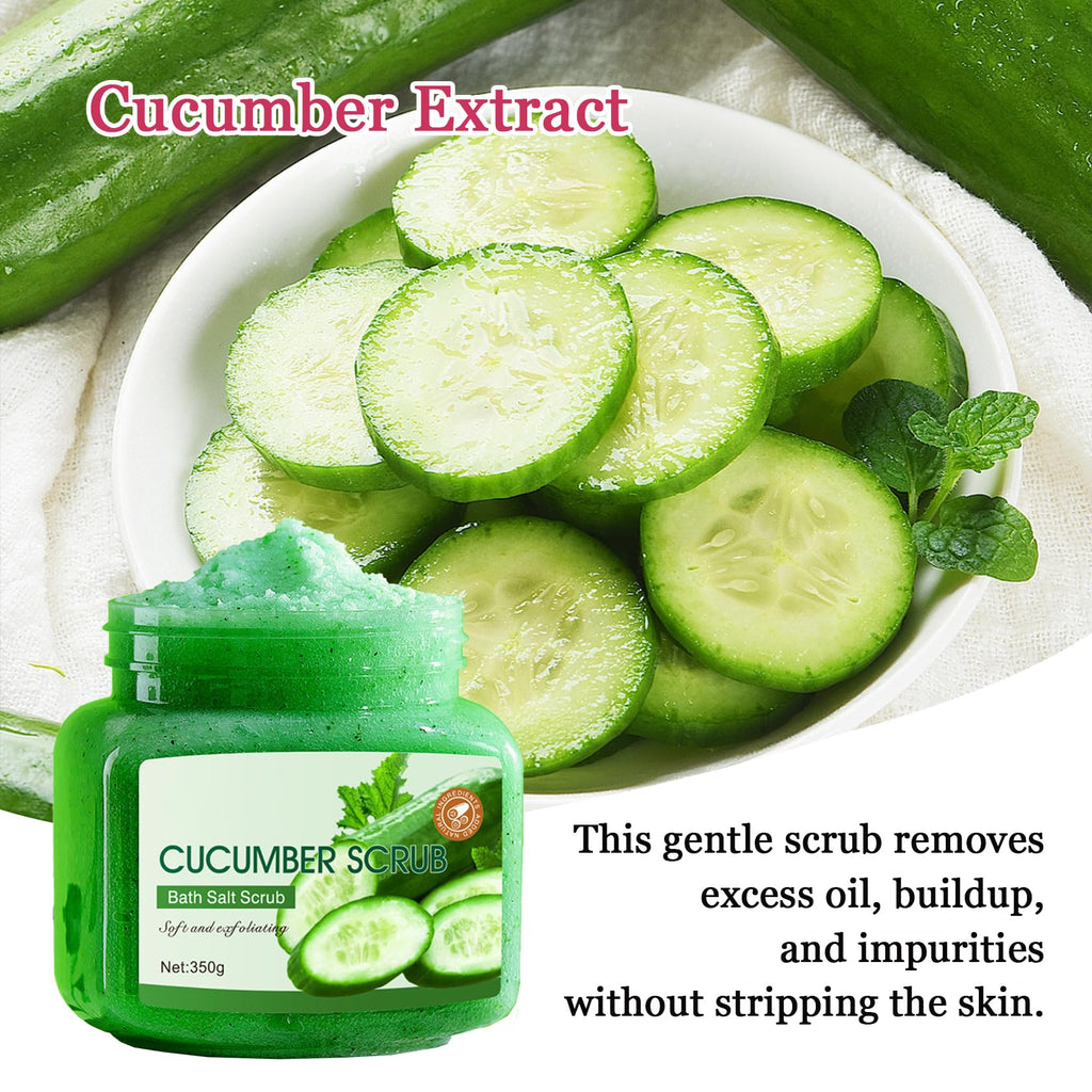 Cucumber Body Exfoliator, Deep Cleaning Exfoliating Body Scrub, Moisturizing Nourishing Salt Rose Body Scrub, 350 g