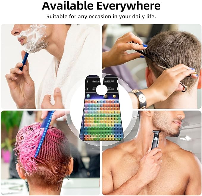 NOUZU Periodic Table Of Elements Print Beard Bib Apron For Men, Beard Hair Catcher For Men Shaving Trimming,Beard Cape Cloth, Black