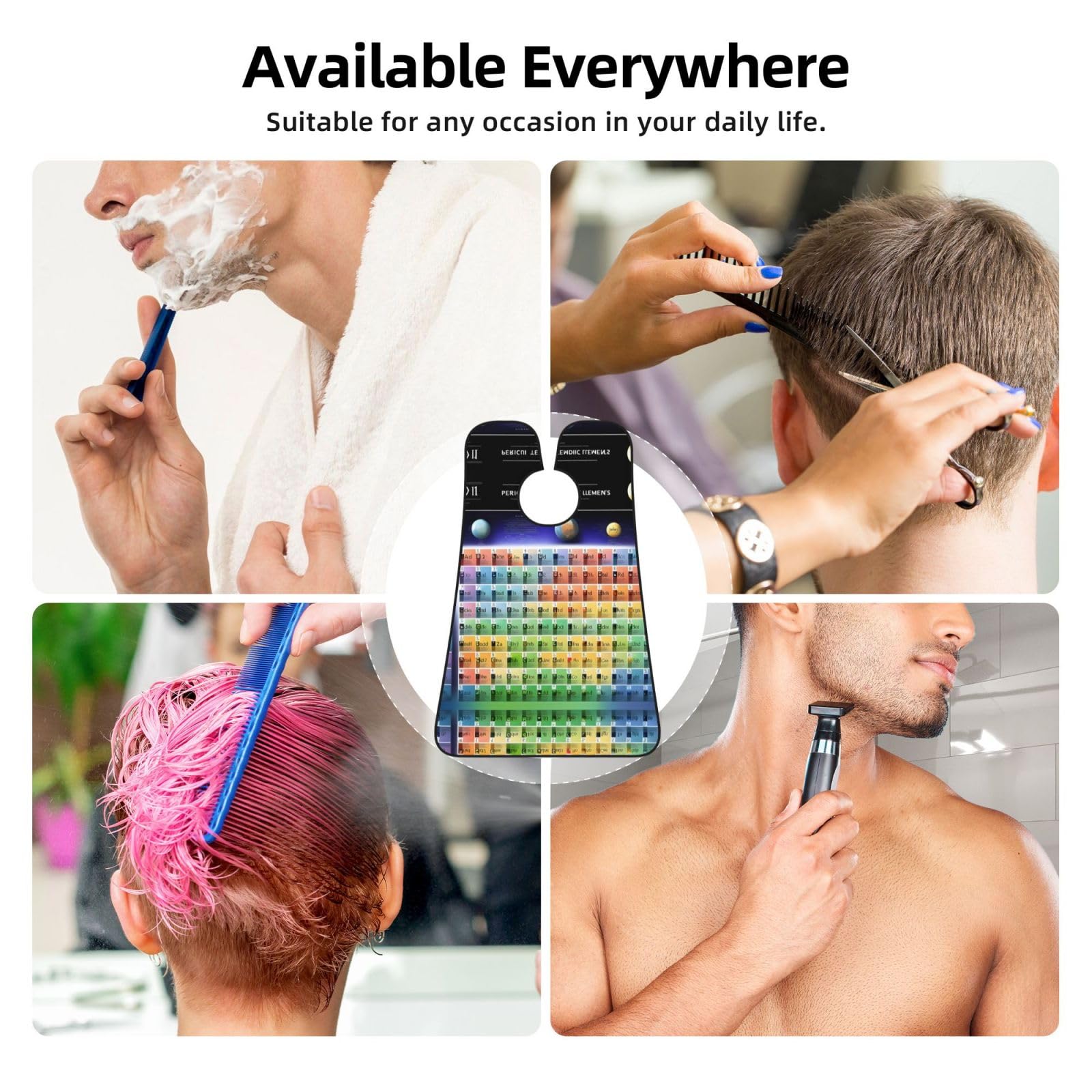 YQxwJL Periodic Table Of Elements Print Beard Bib Shaving Apron, Beard Hair Trimming Cape Gift For Dad