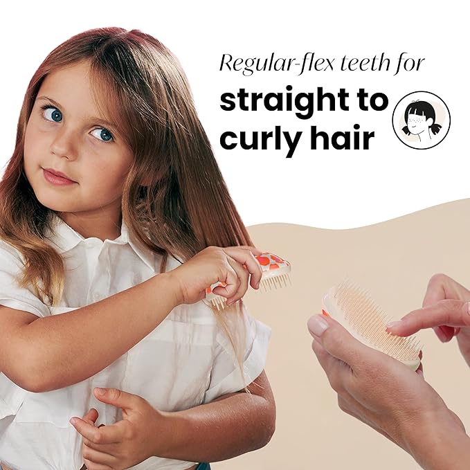 Tangle Teezer |The Original Mini Detangling Hairbrush | Palm Size Perfect for Kids & Travelling | Ideal for Wet & Dry Hair |Reduces Flyaways | Orange Safari