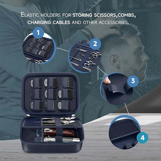 Hard Barber Accessories Case for Hair Clippers Cutting Barber Holder PUBlue