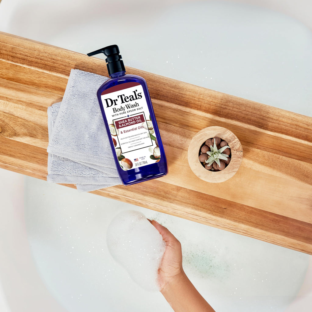 Dr Teal's Body Wash with Pure Epsom Salt, with Shea Butter & Almond Oil, 24 fl oz (Pack of 4)