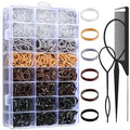 Auroray 2200 Pcs Elastic Hair Ties, 6 Natural Colors Mini Rubber Bands with Hair Tail Tools and Comb, Hair Accessories for Women, Girls, Toddlers, Babies