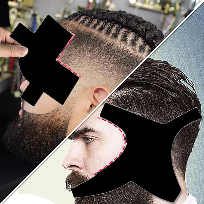 Beard Shaper Kit, 5 Piece Beard Shaping & Styling Tool, Beard Shaping Tool for Men, Beard Lineup Guide Template, Beard Styling Tool for Hairline Neckline (Black)