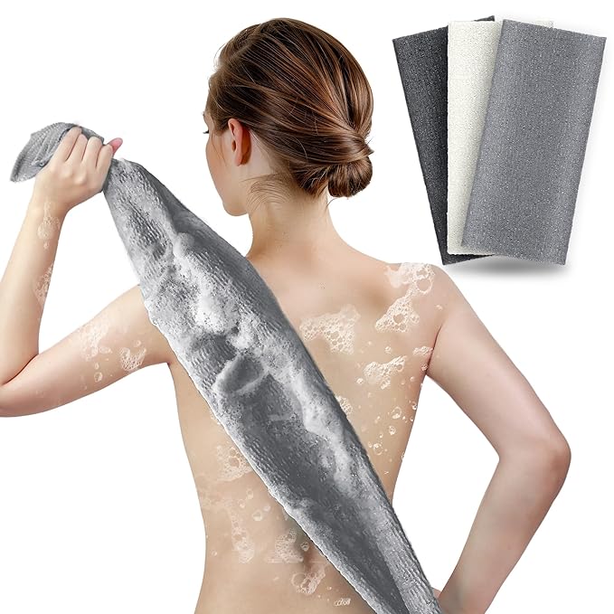 ARCH&M Exfoliating Washcloth, 3 Pack, Gray Black Off-White