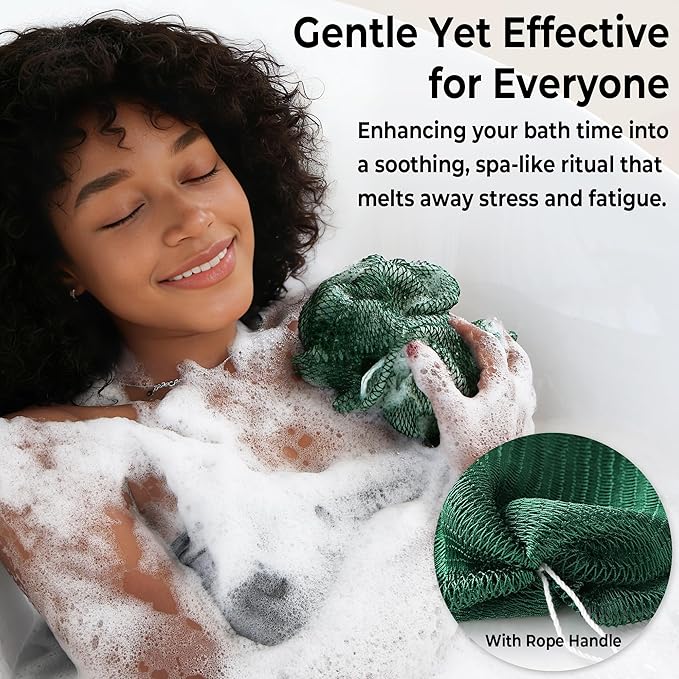 African Net Sponge Authentic - Exfoliating Back Scrub Bath Sponge with Knots - Afro Scrub Body Scrubber Exfoliator Washcloth - African Body Care Daily Use Shower Essentials