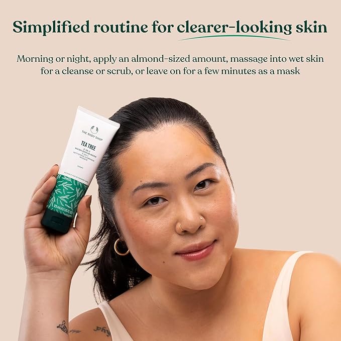 The Body Shop Tea Tree Skin Clearing Daily Face Scrub - Exfoliating and Purifying For Blemished Skin - Vegan - 4.2 Fl Oz