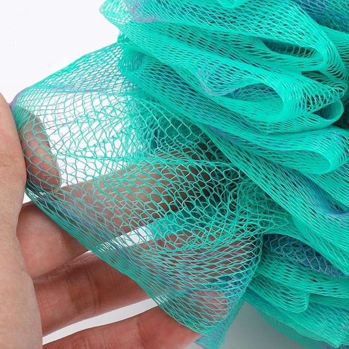 6 Pack Bath Loofah Sponge, 100g/pc XXL Large Mesh Pouf Shower Sponge Exfoliating Body Scrubber Shower Scrunchies
