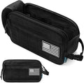 PAVILIA Tactical Toiletry Bag for Men, Water Resistant Molle Military Dopp Kit, Travel Hygiene Organizer with Wet Dry Storage for Shaving, Grooming, Gym and Camping, Black