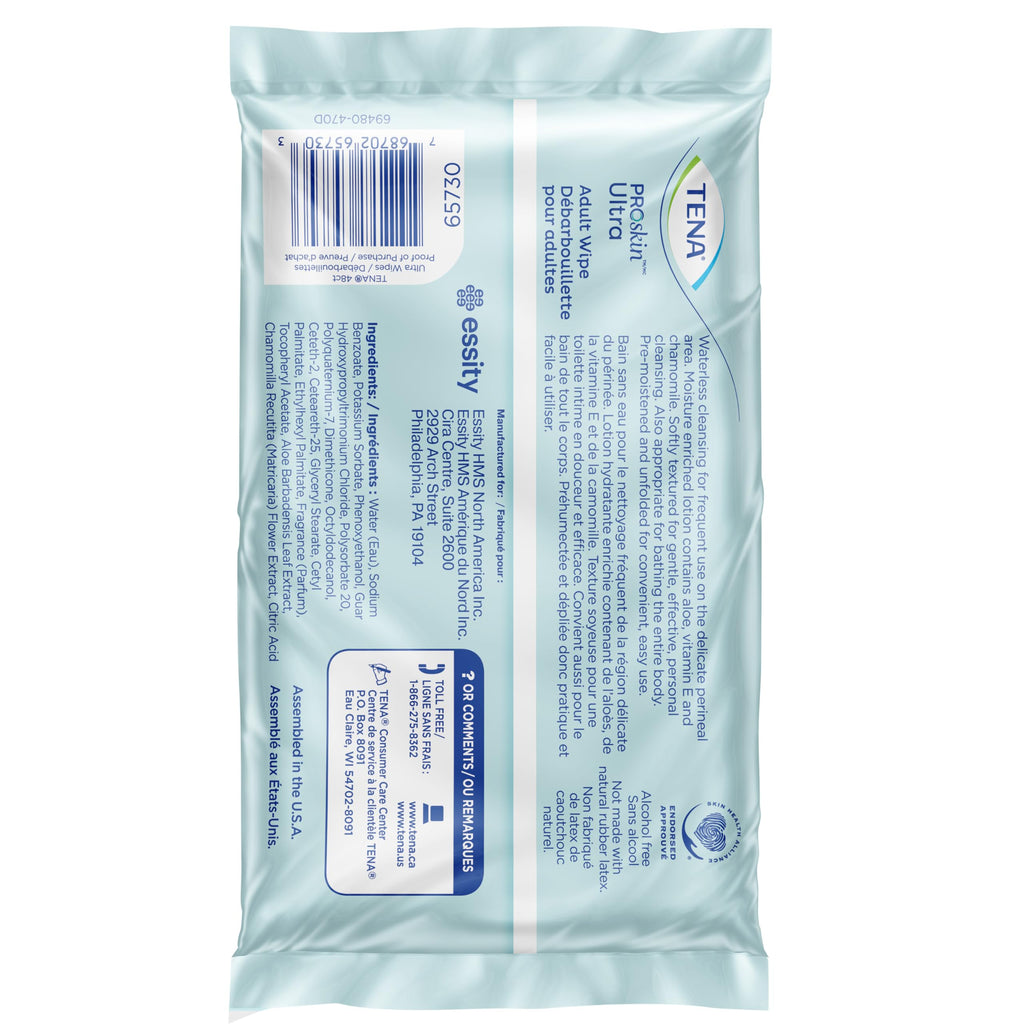 TENA Proskin Adult Wipes for Incontinence, Unisex, 48 ct