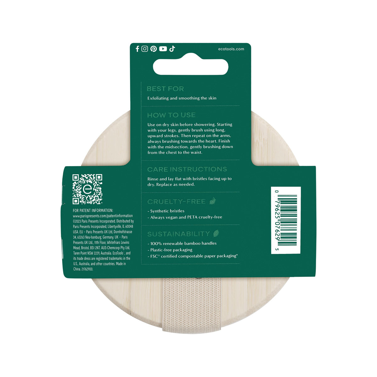 EcoTools Dry Body Brush for Shower Skincare, 1 Count