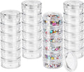 Fengek 6 Sets 6 Layer Stackable Plastic Containers, 10G/10ML Clear Cosmetic Storage Box Round Organizer Jars for Beads, Buttons, Small Jewelry Findings