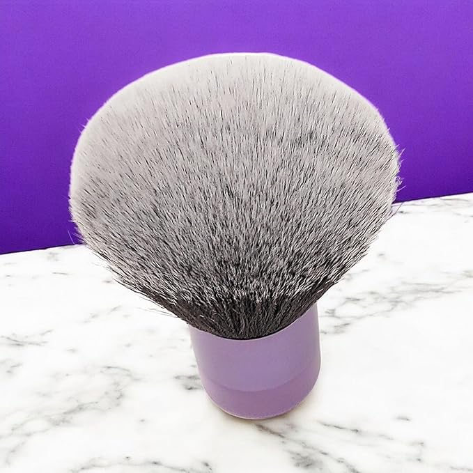 BevyGold Luxurious and Large Ultra Soft Fluffy Powder Brush, Multipurpose Face, Body, Barber and Beauty Tool, with Wooden Base Soft Kabuki Brush (Violet)