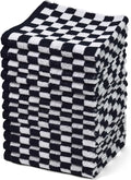 Washcloths 12 Pack Checkered - Wash Cloths for Showering (13"x13") in Black