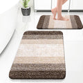 OLANLY Bathroom Rug Set 2 Piece, Soft Absorbent Microfiber Bath Rug Set, Non-Slip, Machine Wash Dry, Plush Shaggy Bath Mats for Bathroom (30"x20"+24"x16", Light Brown)