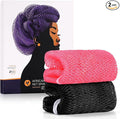 KINGMAS African Net Sponge, Authentic Nylon with Knots, 2 Pieces Exfoliating Body Scrubber Bath Sponge, Back Scrubber Washcloth for Shower, Body Care Bathing (Black & Pink)