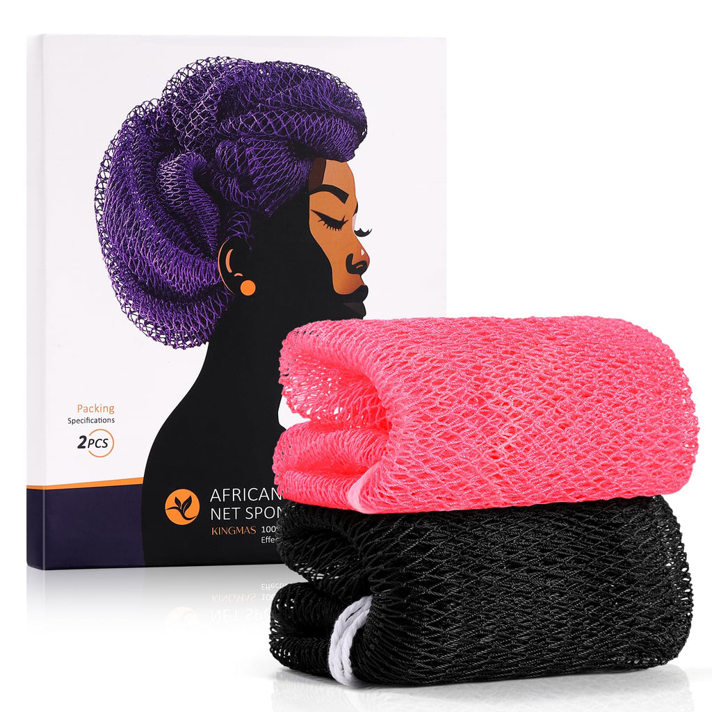 KINGMAS African Net Sponge, 2 Pieces Exfoliating Body Scrubber Bath Sponge