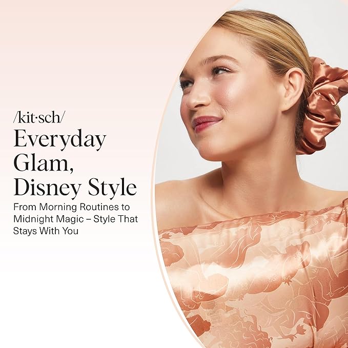 Kitsch & Disney Satin Scrunchies for Women - No Crease Hair Ties for Girls | Big Scrunchies with All Hair Types and Textures, Perfect for Day or Night - 2 Pcs, Desert Crown