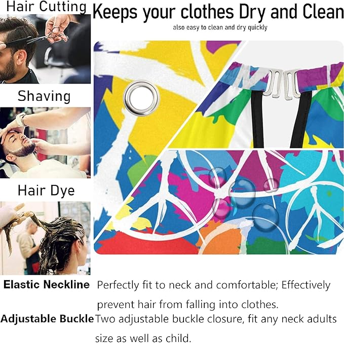 Visesunny Barber Cape - Abstract Style Peace Pattern Polyester Hair Cutting Salon Apron Anti-Static Haircut Water-Resistant Shaving Cloth Beard Shaving Bib Hairdressing Cape