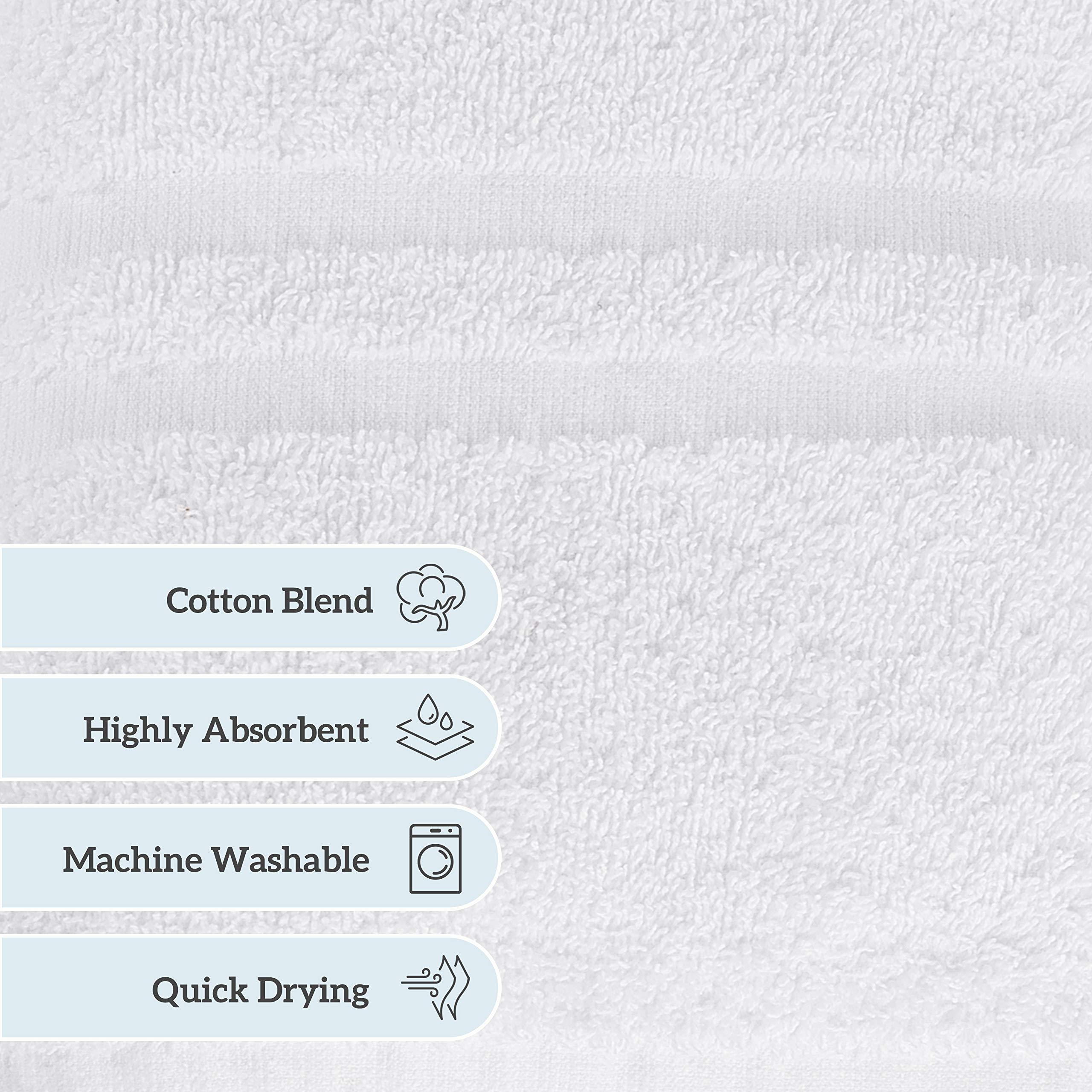 GREEN LIFESTYLE Luxury Bath Towel - White Large Bath Towels Pack for Spa, Gym, Bathroom, Hotel - 86% Cotton 14% Polyester -Super Soft, Thick and Absorbent 24 x 50 Bulk Bath Towel - (8-Pack)
