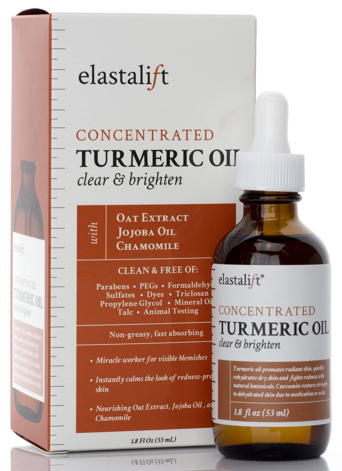 Elastalift Turmeric Oil Facial Skin Care Serum For Face. Antioxidant Moisturizer Skincare Serum Formula W/Rose Extract & Jojoba Oil For Dry Skin, Redness, & Skin Blemishes, 1.8 Fl Oz