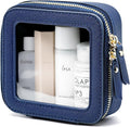 Clear Makeup Bag with Zipper Small Travel Cosmetic Case Navy Blue Mini Pouch for Purse Accessories Car Storgae Essentials Bag Purse Pouch Organizer Compact Small Clear Toiletry Bag for Traveling