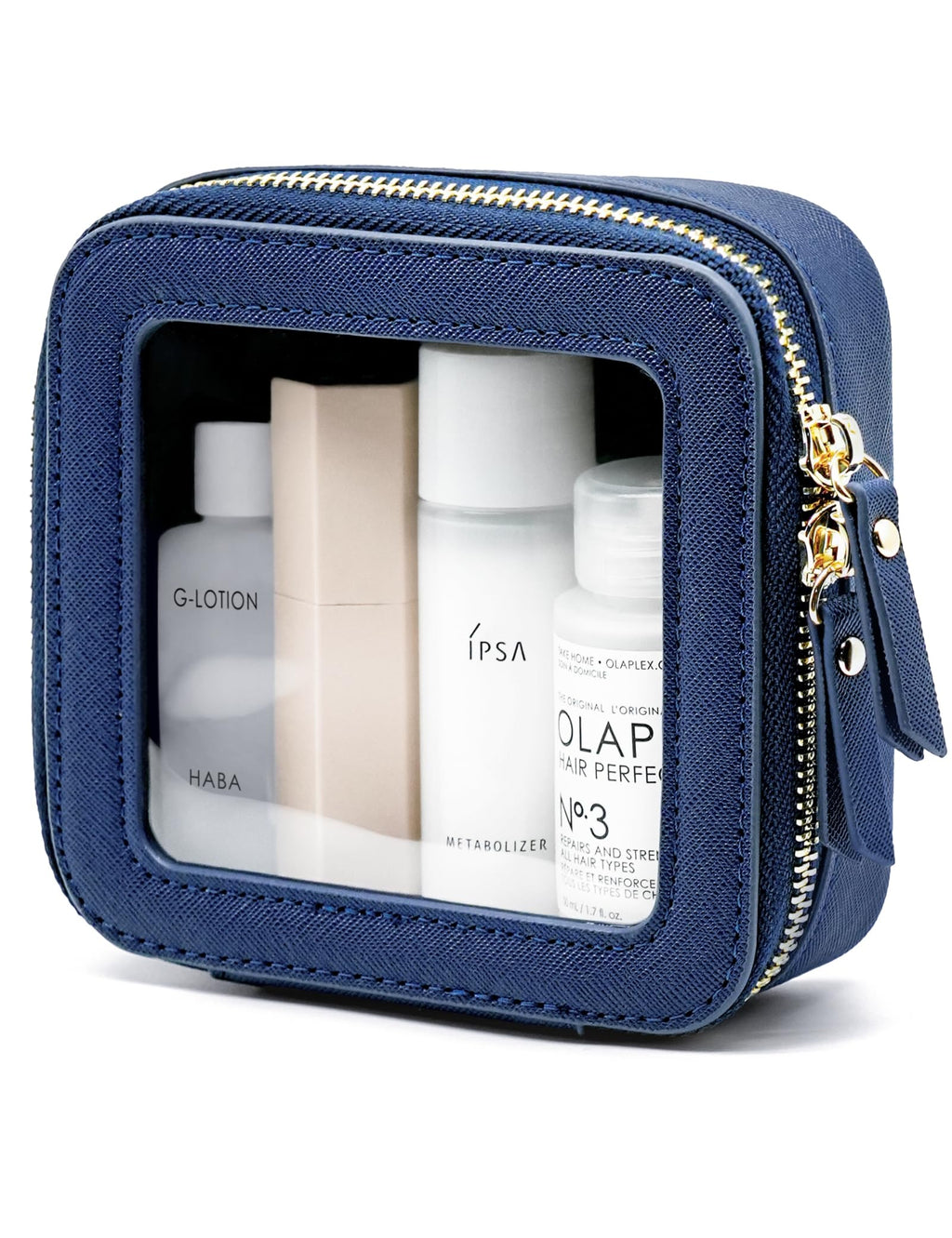 Clear Makeup Bag with Zipper Small Travel Cosmetic Case Navy Blue Mini Pouch for Purse Accessories Car Storgae Essentials Bag Purse Pouch Organizer Compact Small Clear Toiletry Bag for Traveling