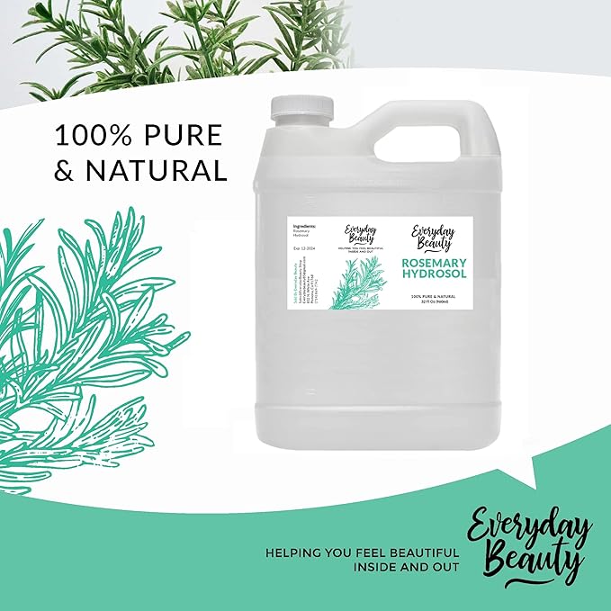 Rosemary Hydrosol - Bulk 32 Fl Oz - Alcohol-Free Vegan All Natural Refreshing for Face, Scalp & Hair - Uplifts, Calming & Soothing for All Skin Types… (Pack of 2)