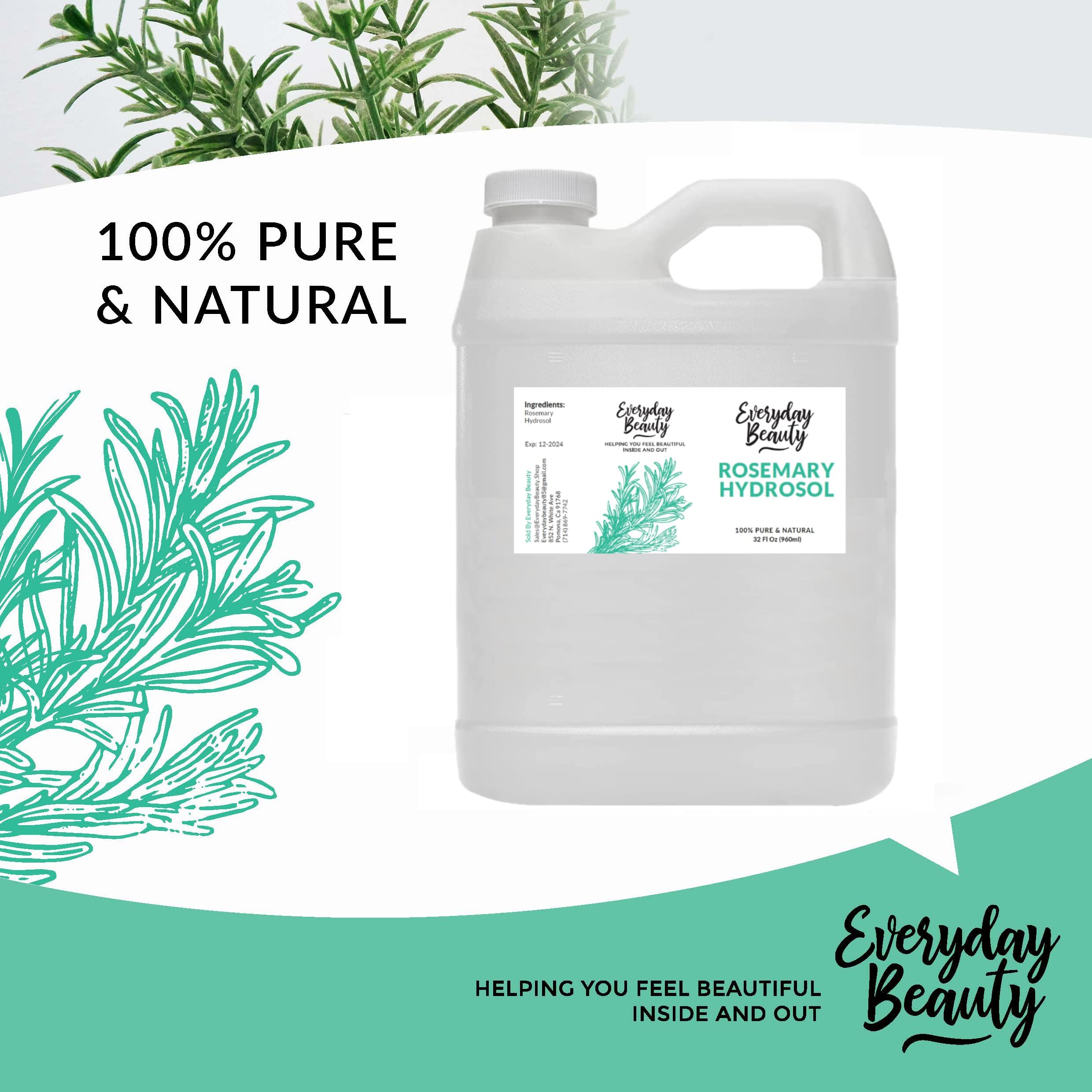 Rosemary Hydrosol - Bulk 32 Fl Oz - Alcohol-Free Vegan All Natural Refreshing for Face, Scalp & Hair - Uplifts, Calming & Soothing for All Skin Types…