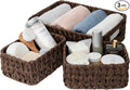 GRANNY SAYS Wicker Baskets for Organizing, Nesting Storage Baskets for Shelves, 1 Large and 2 Small Wicker Baskets Waterproof, Dark Brown, 3-Pack