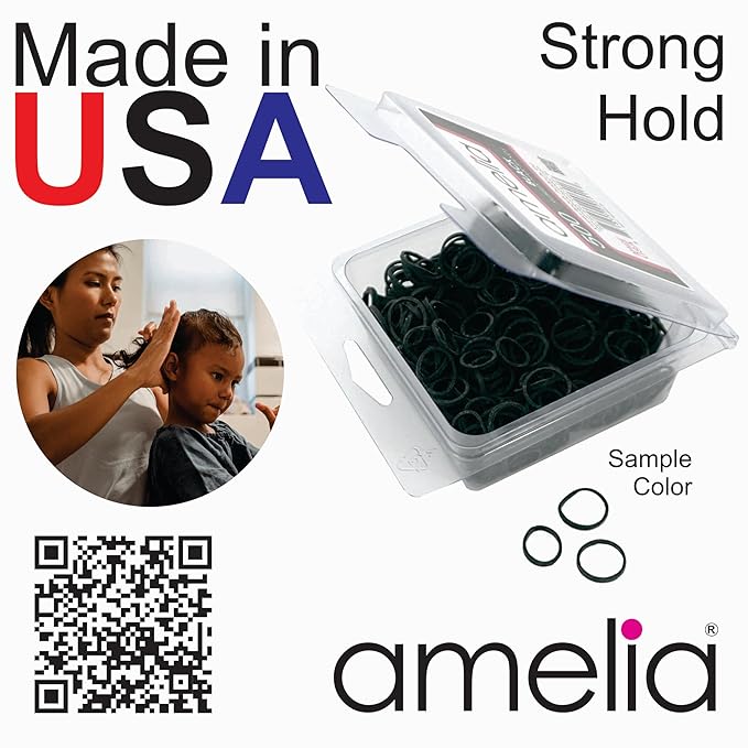 Amelia Beauty | 500 Count 1/2" Rubber Bands | Premium US Made Rubber Hair Ties | Ideal for Ponytails, Braids & Beards | Strong All Day Hold | Convenient Re-closable Container | Purple and Fuchsia Mix