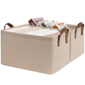 CHICVITA Storage Baskets for Shelves, Large Closet Storage Bins with Handles, Fabric Clothes Towels Baskets for Organizing, 16 ¾" L x 11" W x 9 ¾" H, Brown, 2-Pack