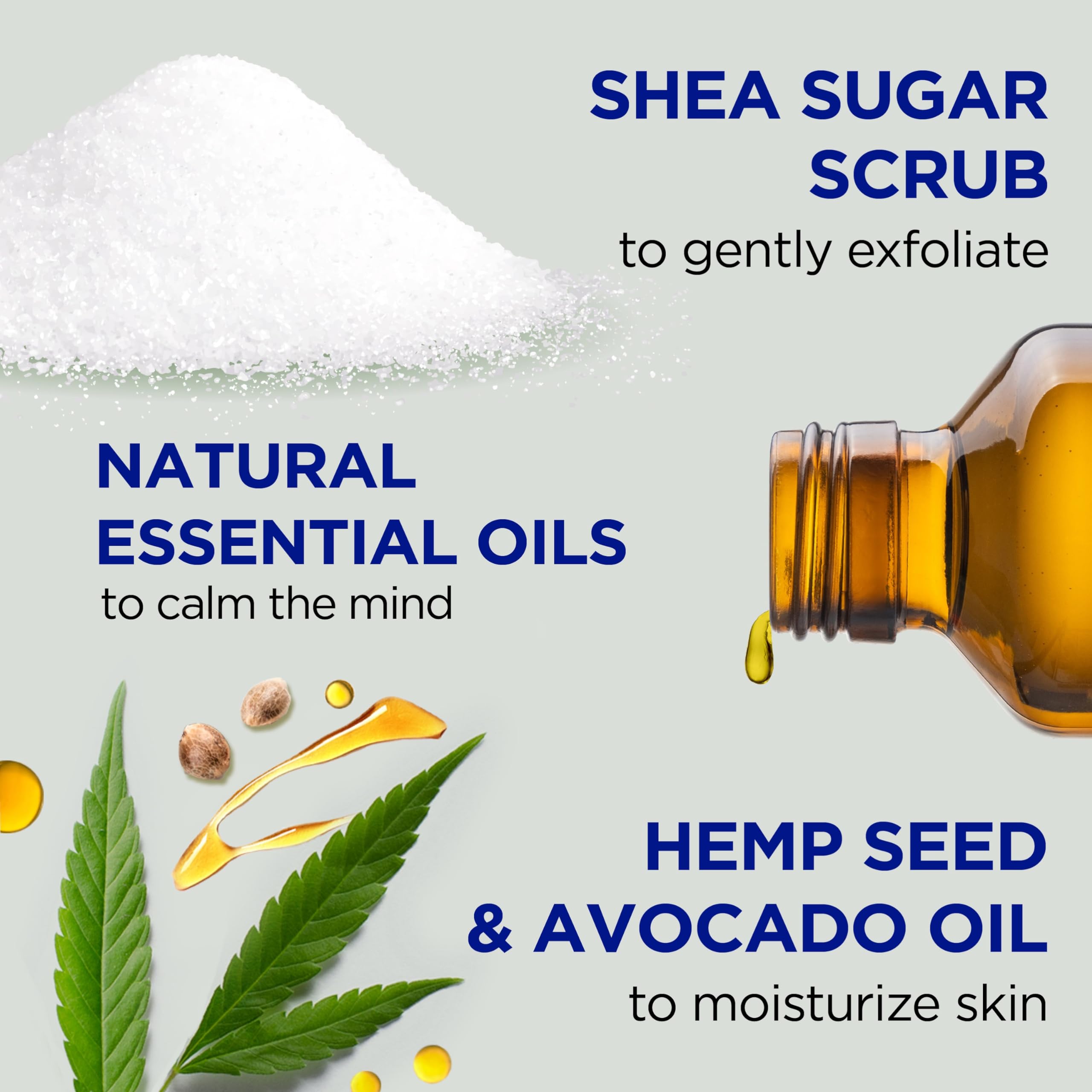 Dr Teal's Shea Sugar Body Scrub, Cannabis Sativa Hemp Seed Oil with Essential Oils, 19 oz (Pack of 3)