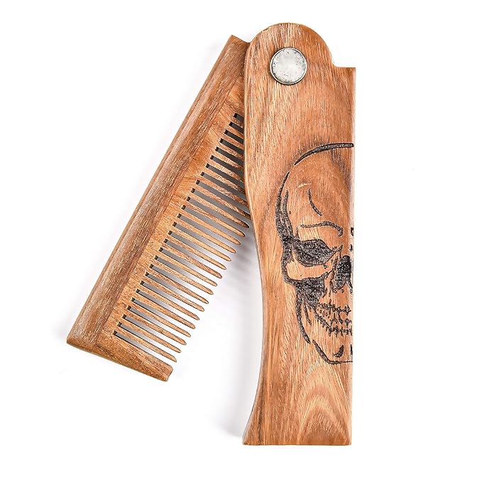 Menesia Folding Wooden Beard Comb for Men