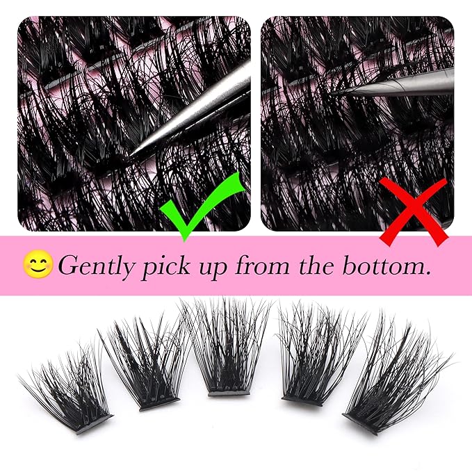 DIY Eyelash Extensions False Eyelashes 280pcs Soft Lash Clusters Volume Lashes Thick Fluffy Individual Cluster Voluminous D Curly Lash Clusters Wispy Fake Mink for Dramatic Look (9-16mm, 80D+100D KIT)