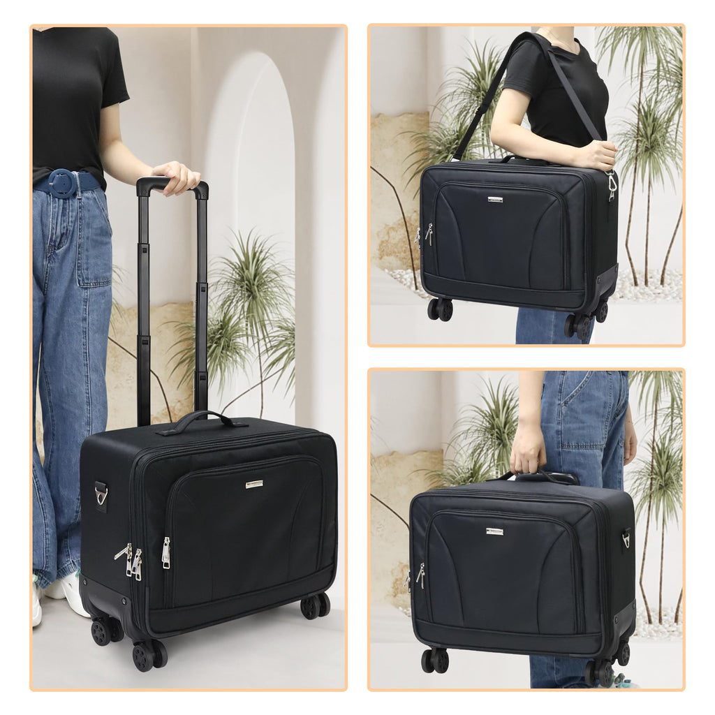 MONSTINA Rolling Makeup Train Case, Cosmetology Case on Wheels Makeup Artist Bag Professional Cosmetics Beauty Hairdresser Bag Hairstylist Cosmetic Bag with 4 Bags Extra Large Makeup Bag with Wheels