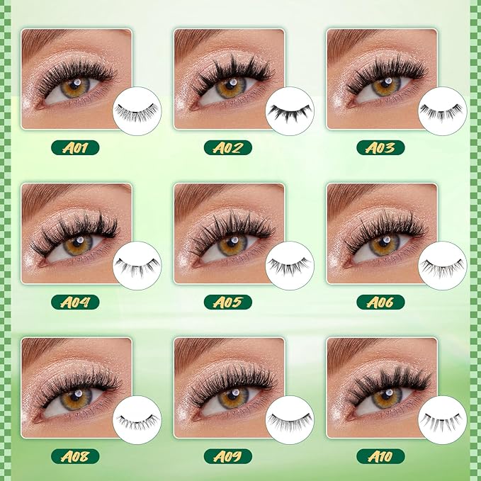 KEYYOU Daily Wear Reusable Magnetic Eyelashes 2 Pair with Applicator No Glue Needed 3D Natural Magnetic Lashes, Easy to Apply & Long Lasting for Daily Use & Events(A01+A01)