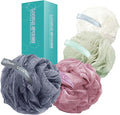 LCZLBath Loofah 4 Pack 75g Extra Large Loofa Set Soft Bath Sponge Thick Body Wash Puffs for Shower (Pink-White-Blue-Green)