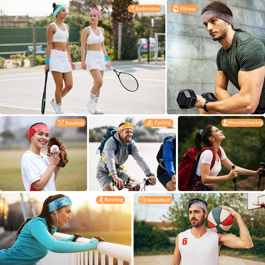 DiyJibb Headbands for Women, Stretchy Non Slip Soft Cotton Cloth Hair Bands for Sports, Workout, Yoga and Running, 7pcs