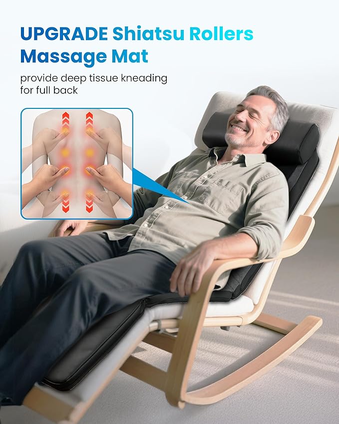 COMFIER FSA Shiatsu Full Body Massage Mat with Heat, HSA Eligible Graphene Heating Back Massage Pad for Pain Relief Deep Tissue Kneading & Vibration, Chair Massager for Bed, Ideal Gifts for Men Women