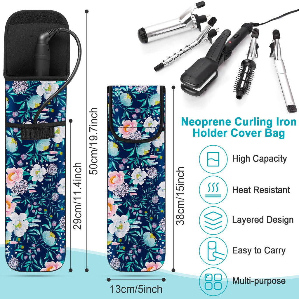 Shappy 2 Pcs Heat Resistant Curling Iron Flat Iron Travel Case,Flower