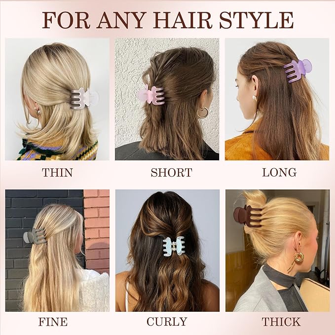 Sisiaipu 12Pcs Hair Clips for Women 1.8 Inch Small Claw Clips for Thin Hair Medium Hair Claw Clips for Thick Hair Accessories for Women Girls (Ice Cream)
