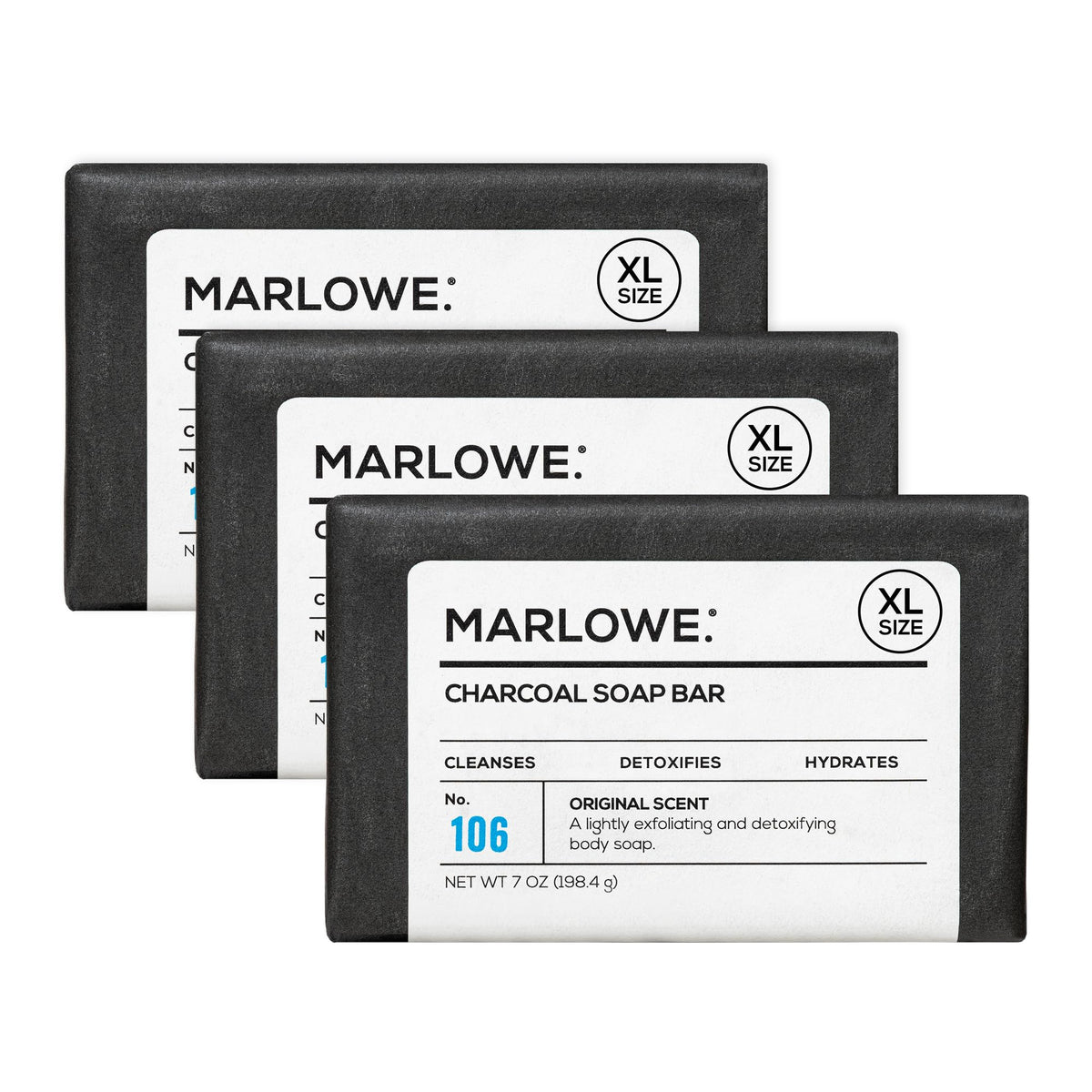 MARLOWE. Coffee Bar Soap, Exfoliating Body Scrub for Men, 7 oz (3 Bars)