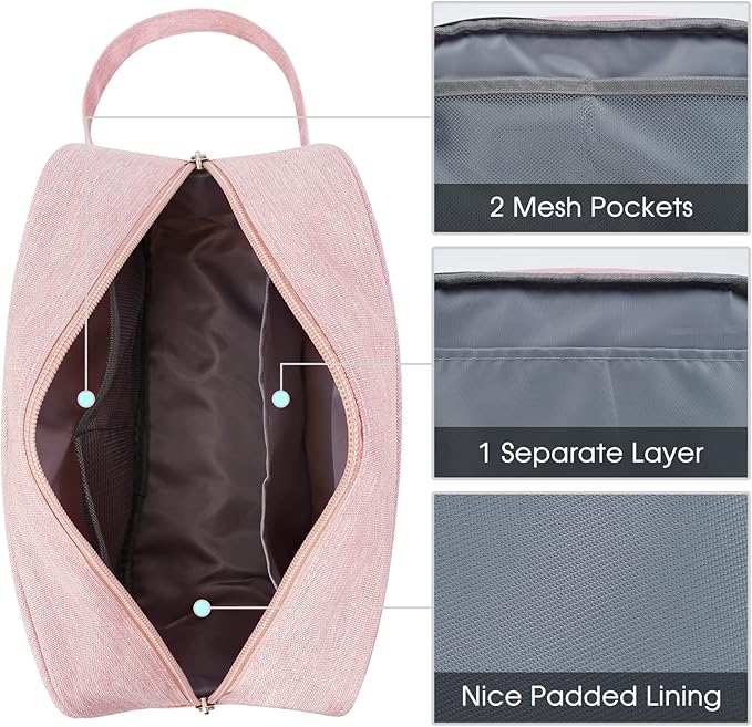 Narwey Travel Toiletry Bag for Women Traveling Dopp Kit Travel Bag for Toiletries Cosmetic Bag Makeup Bag Medicine Bag for Traveling (Pink)