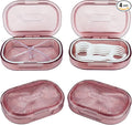 bomyarJr 4 Pcs Qtip Holder Pink Hair Tie organizer Small Container Portable Travel Qtips Case Cotton Swab Holder Flosser Dispenser 3.94 x 2.76 Inch